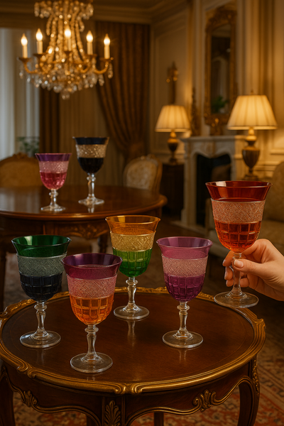 {{ vendor }} Prismora Goblet — 6-Piece Color Set — handcrafted luxury glassware