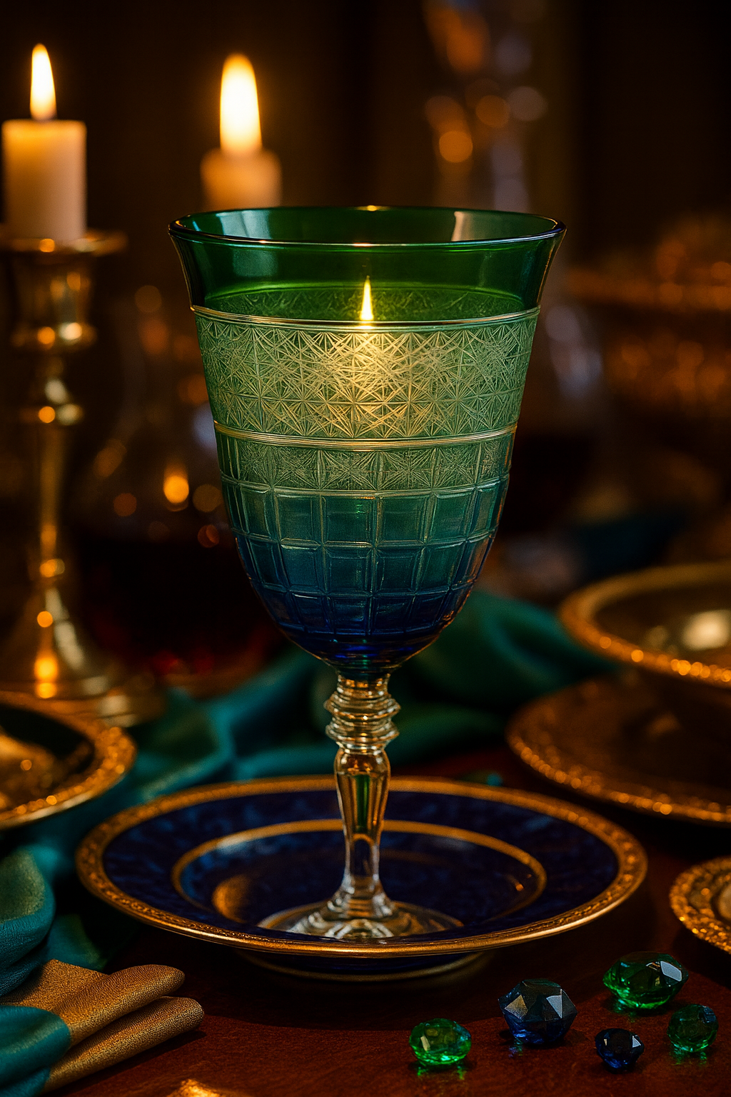 {{ vendor }} Prismora Goblet (Sylvan Emerald) — handcrafted luxury glassware