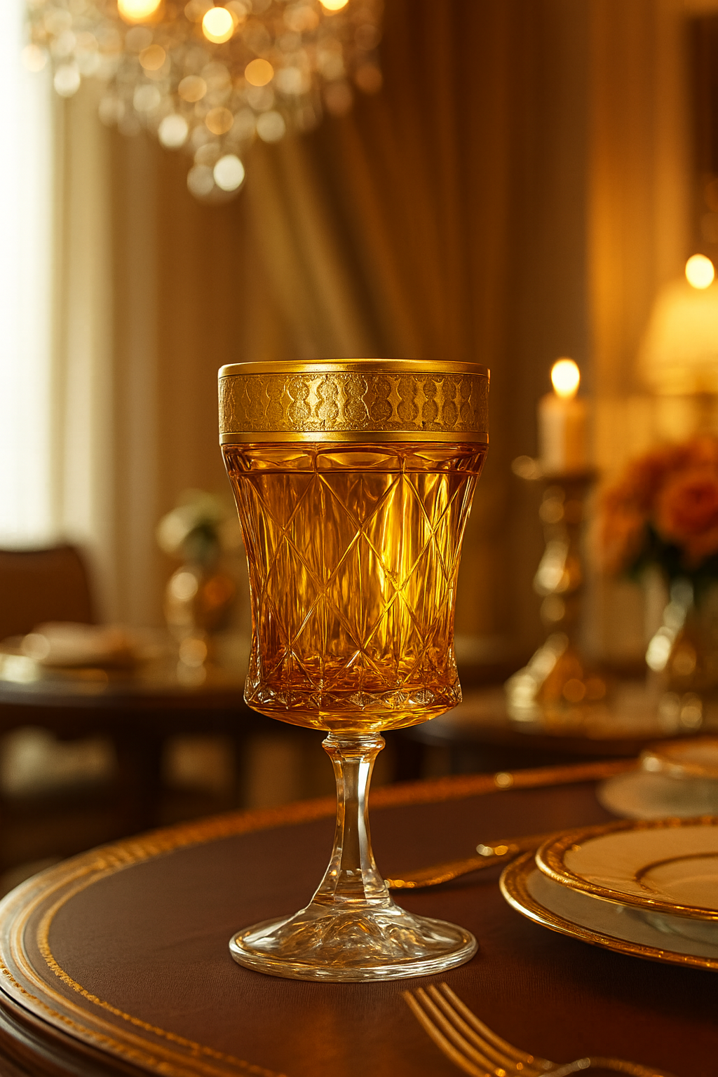 {{ vendor }} Kaleidoria Goblet (Honey Citrine) — handcrafted luxury glassware