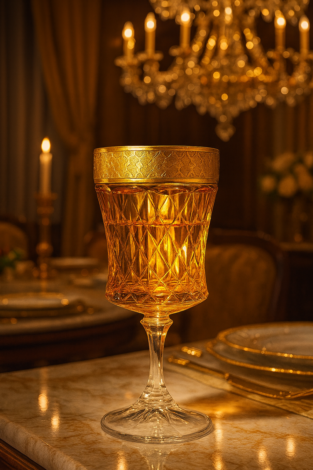 {{ vendor }} Kaleidoria Goblet (Honey Citrine) — handcrafted luxury glassware