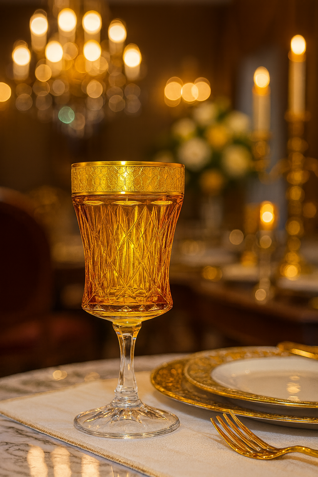 {{ vendor }} Kaleidoria Goblet (Honey Citrine) — handcrafted luxury glassware