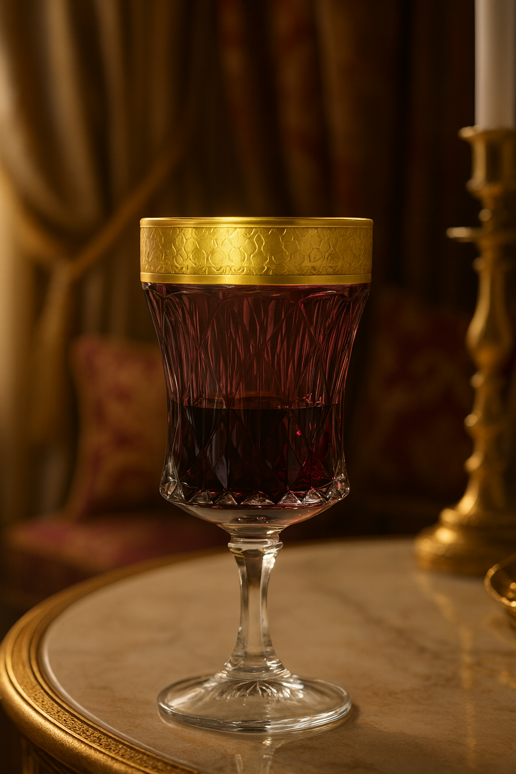{{ vendor }} Kaleidoria Goblet (Plum Royale) — handcrafted luxury glassware