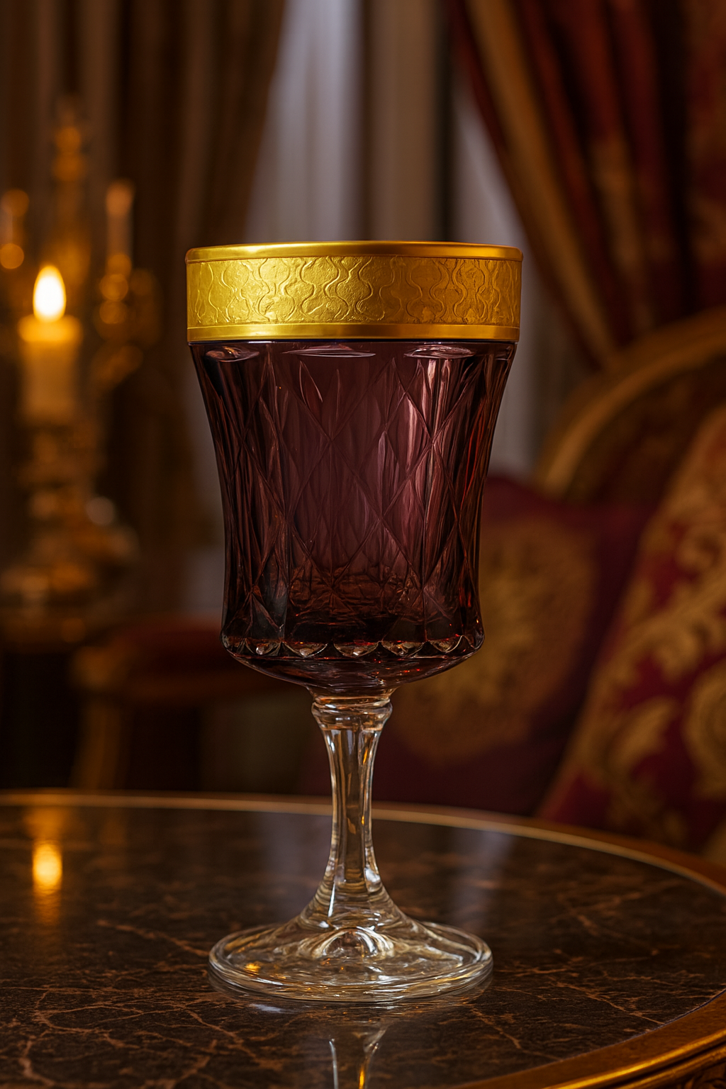 {{ vendor }} Kaleidoria Goblet (Plum Royale) — handcrafted luxury glassware