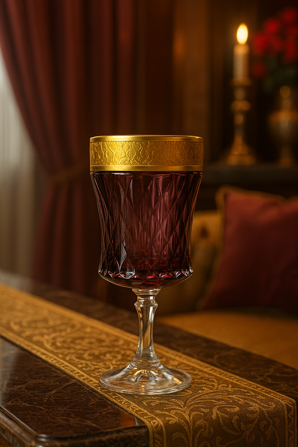 {{ vendor }} Kaleidoria Goblet (Plum Royale) — handcrafted luxury glassware