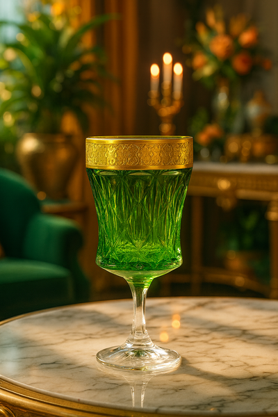 {{ vendor }} Kaleidoria Goblet (Spring Peridot) — handcrafted luxury glassware