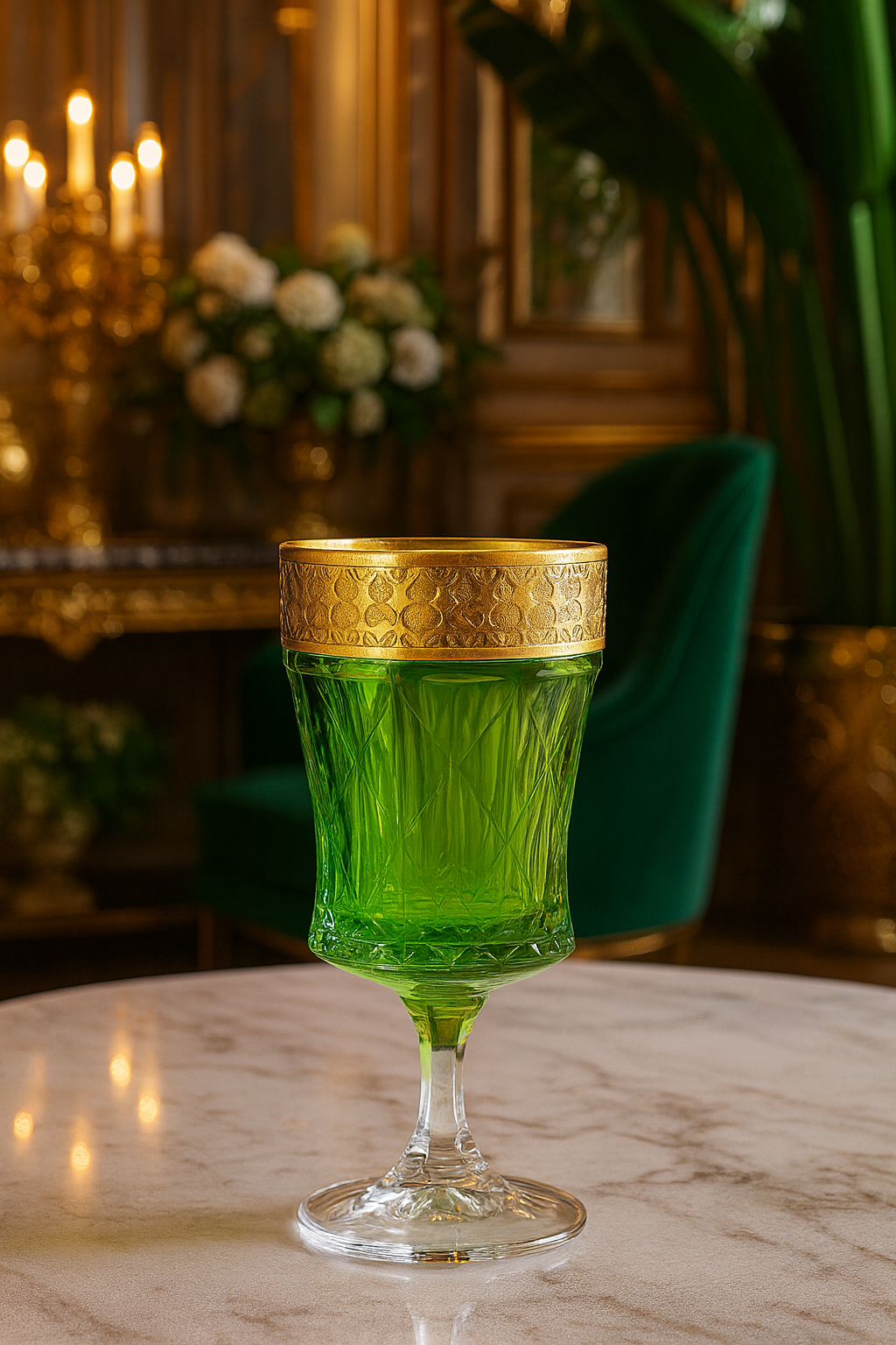 {{ vendor }} Kaleidoria Goblet (Spring Peridot) — handcrafted luxury glassware