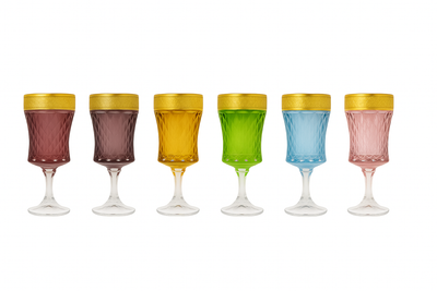 {{ vendor }} Kaleidoria Goblet – 6-Color Set — handcrafted luxury glassware
