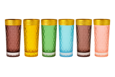 {{ vendor }} Kaleidoria Highball Glass Set — 6 Colors — handcrafted luxury glassware