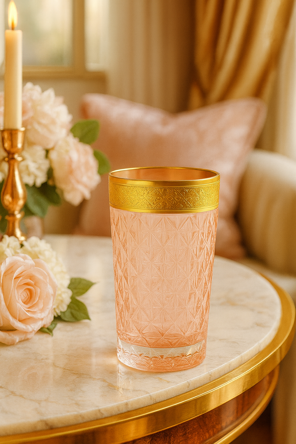 {{ vendor }} Kaleidoria Highball (Rosewater Blush) — handcrafted luxury glassware