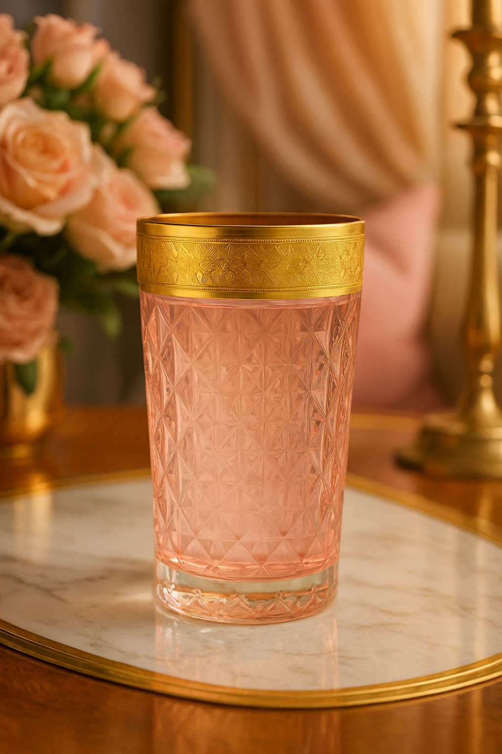 {{ vendor }} Kaleidoria Highball (Rosewater Blush) — handcrafted luxury glassware