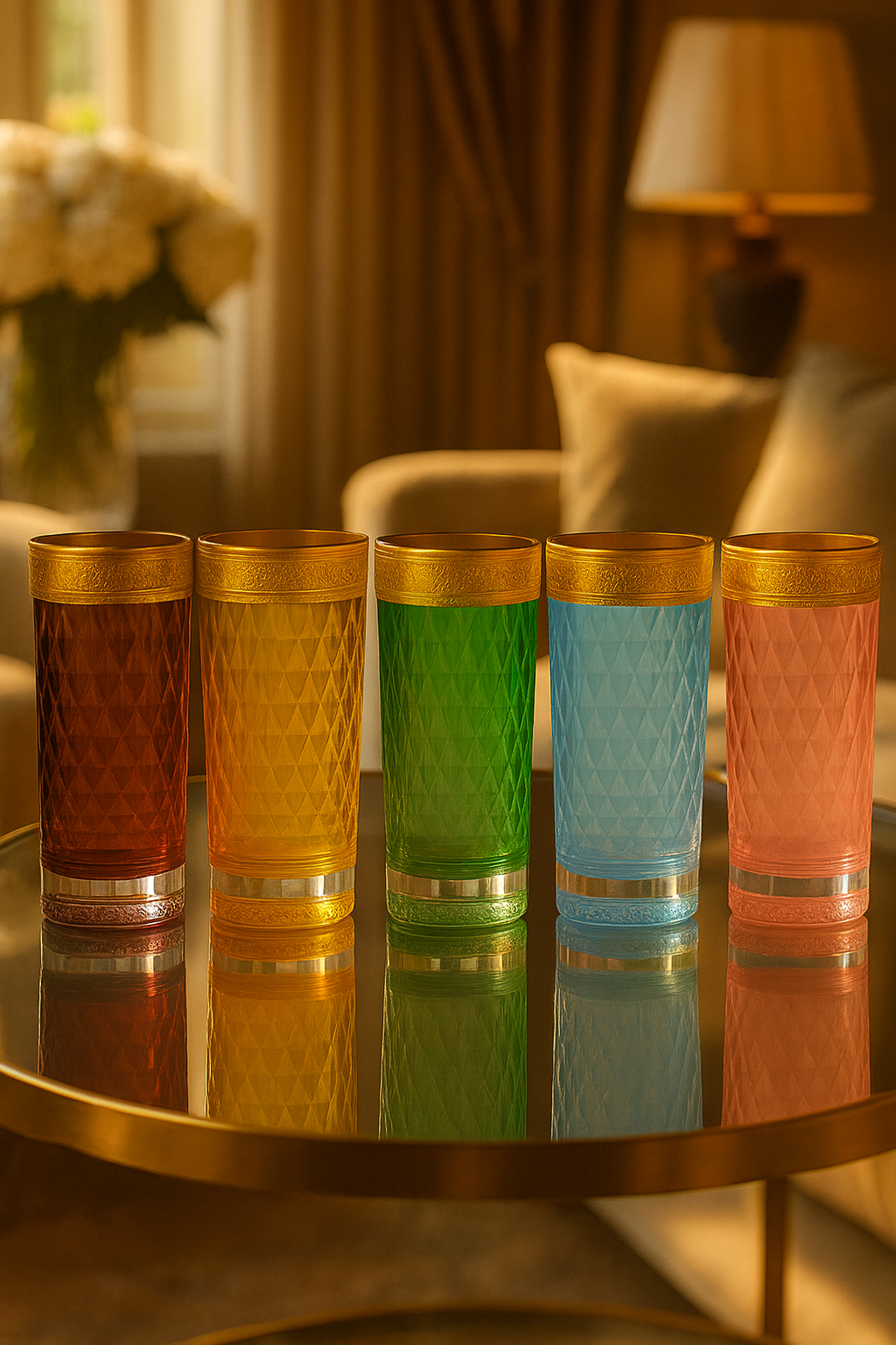 {{ vendor }} Kaleidoria Highball Glass Set — 6 Colors — handcrafted luxury glassware