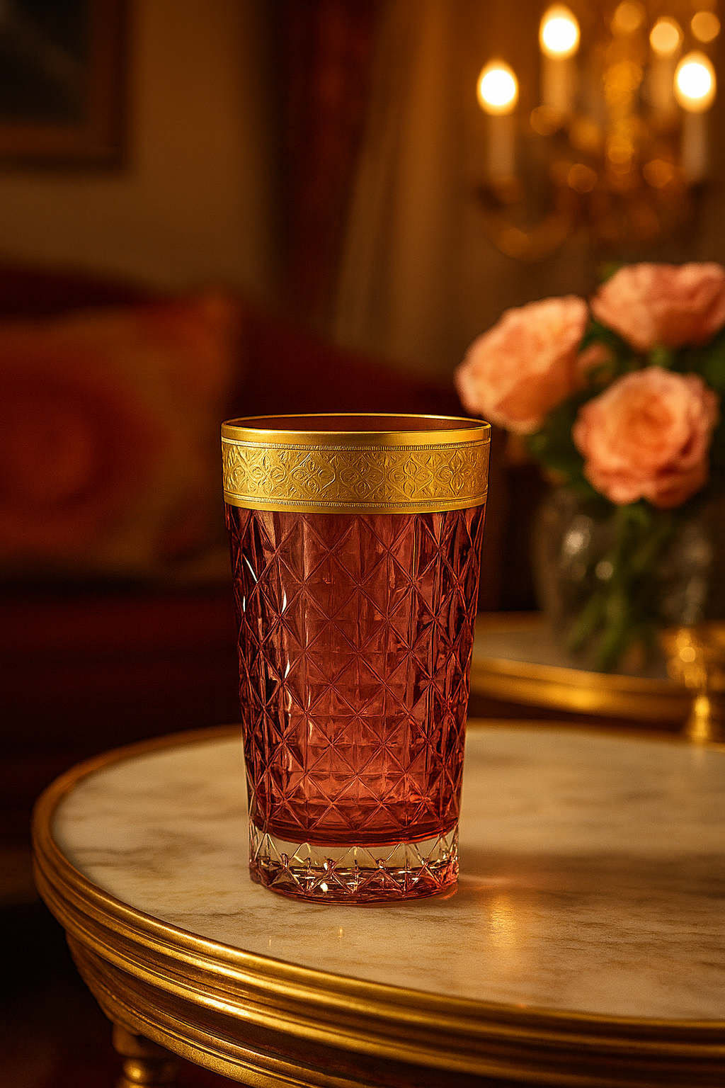 {{ vendor }} Kaleidoria Highball (Candied Coral) — handcrafted luxury glassware
