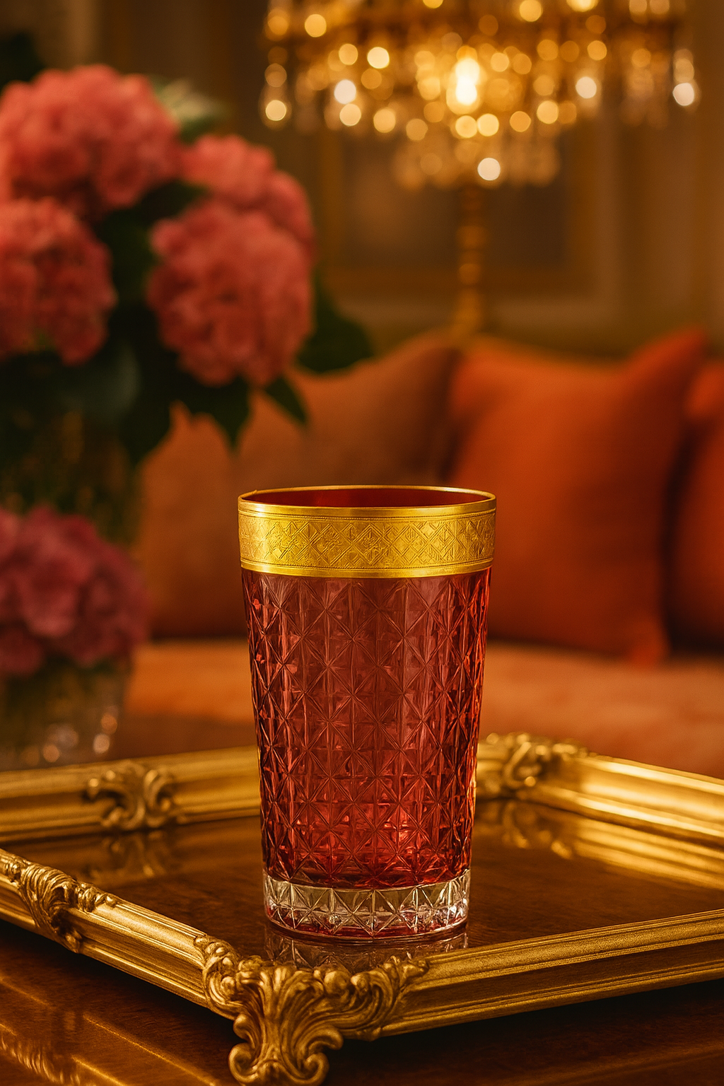 {{ vendor }} Kaleidoria Highball (Candied Coral) — handcrafted luxury glassware