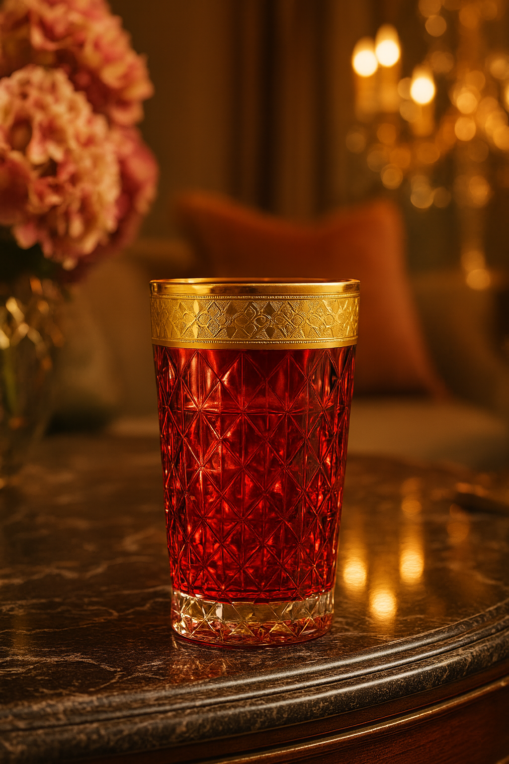 {{ vendor }} Kaleidoria Highball (Candied Coral) — handcrafted luxury glassware