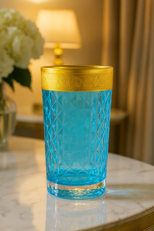 {{ vendor }} Kaleidoria Highball (Celeste Blue) — handcrafted luxury glassware