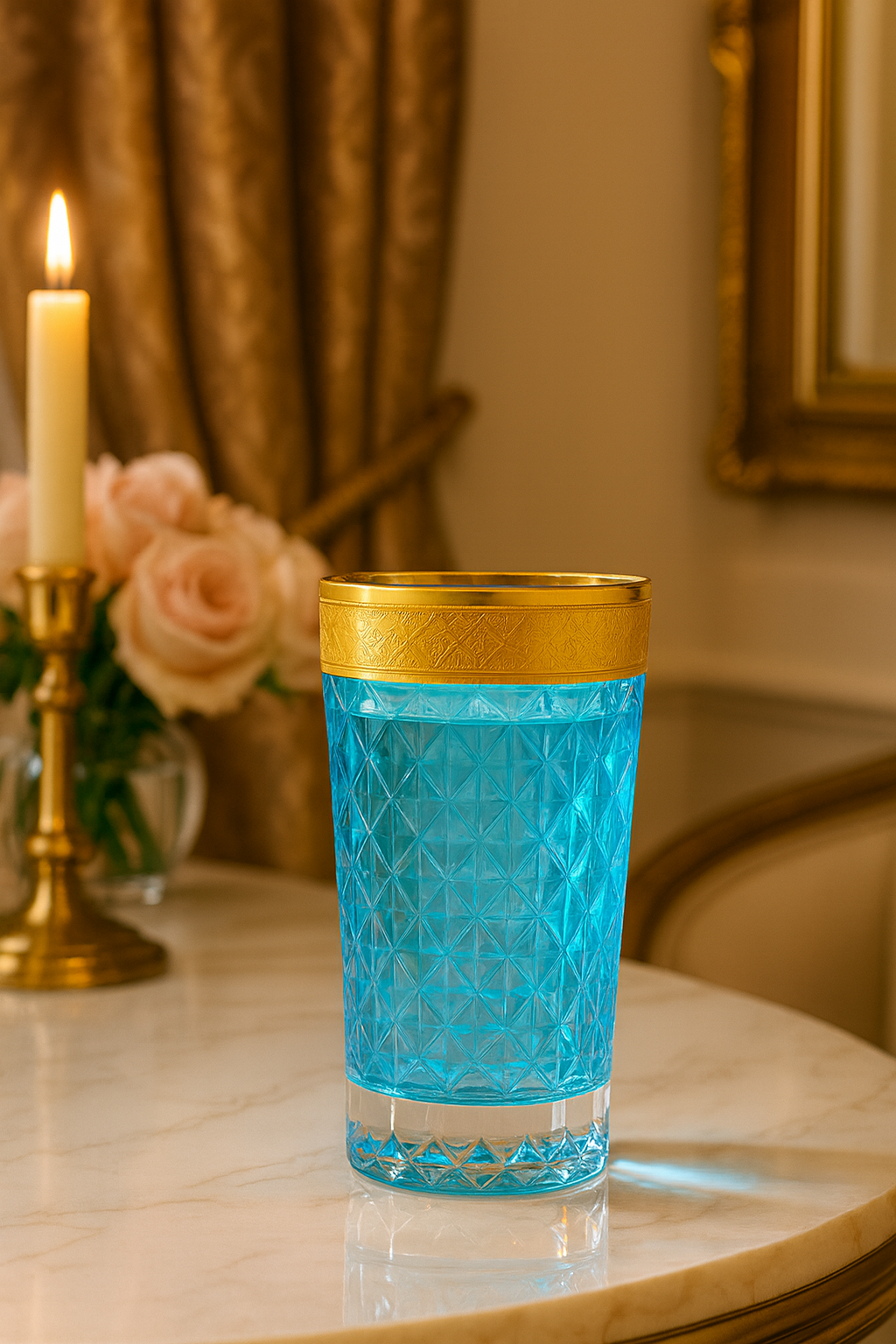 {{ vendor }} Kaleidoria Highball (Celeste Blue) — handcrafted luxury glassware