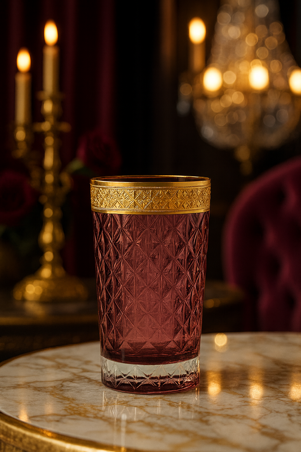 {{ vendor }} Kaleidoria Highball (Plum Royale) — handcrafted luxury glassware