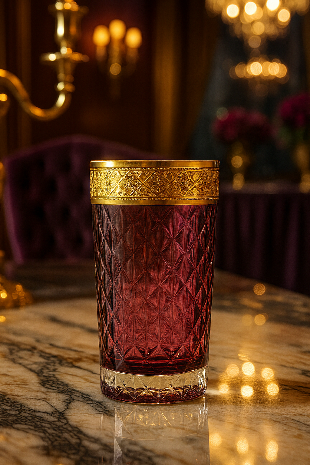 {{ vendor }} Kaleidoria Highball (Plum Royale) — handcrafted luxury glassware