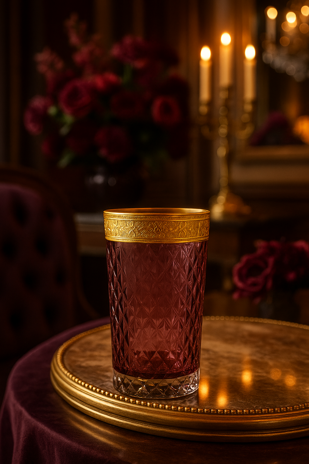 {{ vendor }} Kaleidoria Highball (Plum Royale) — handcrafted luxury glassware