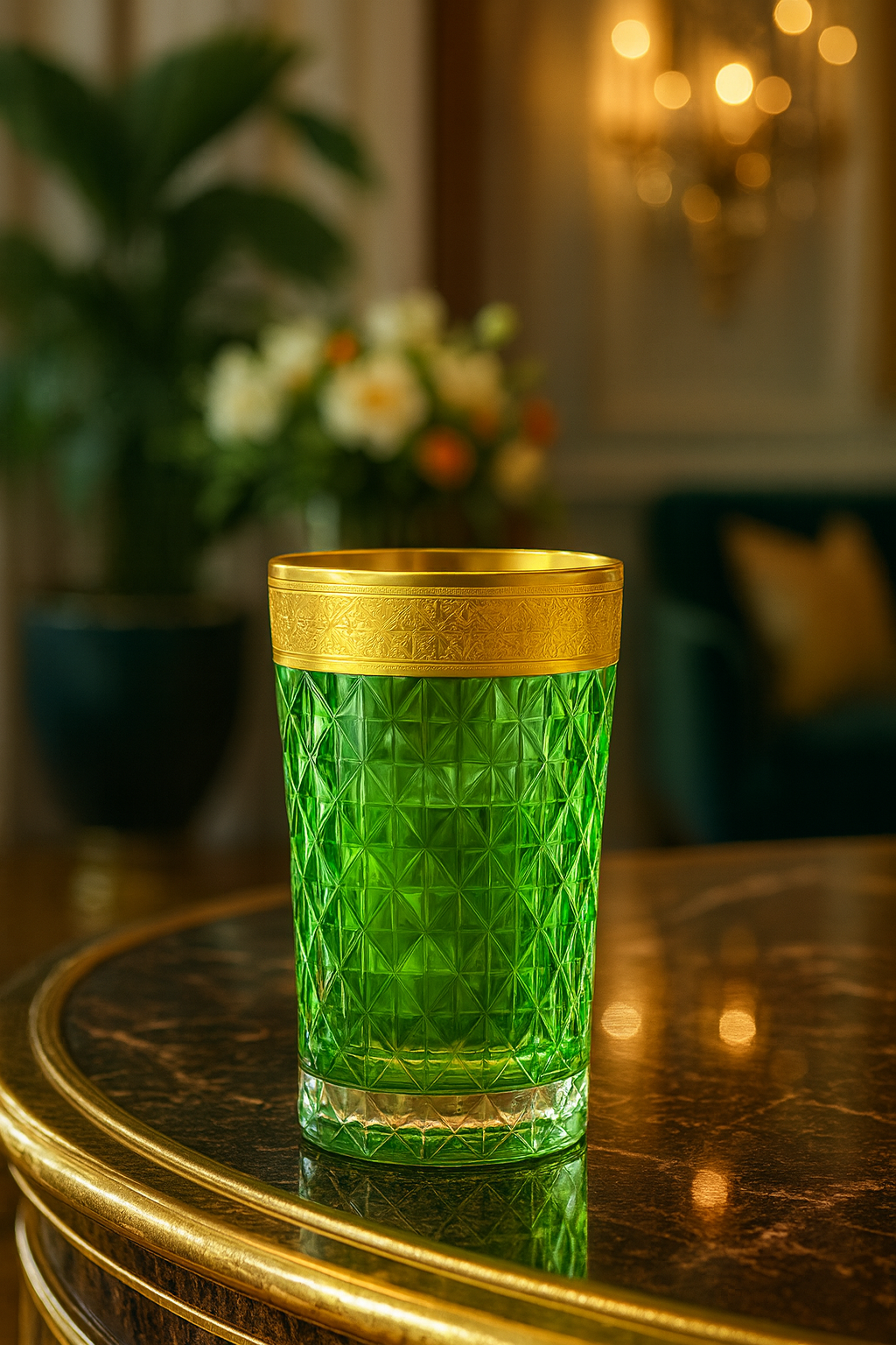 {{ vendor }} Kaleidoria Highball (Spring Peridot) — handcrafted luxury glassware