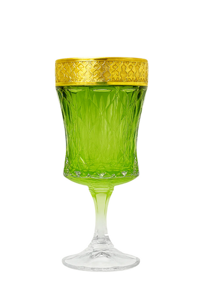 {{ vendor }} Kaleidoria Goblet (Spring Peridot) — handcrafted luxury glassware