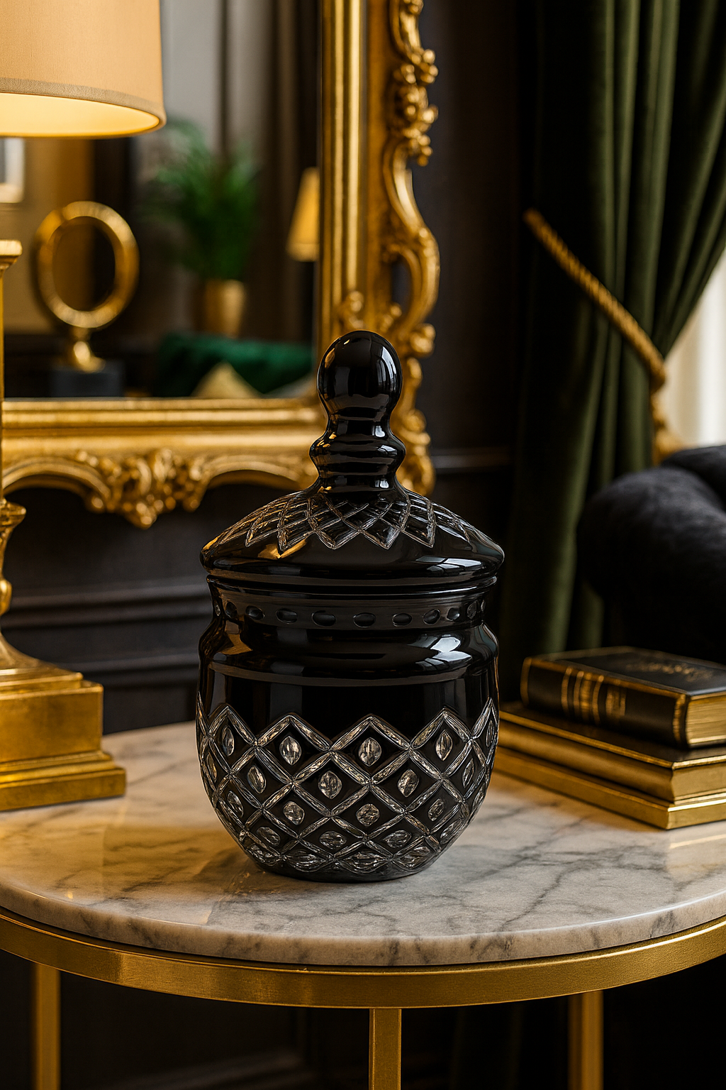 {{ vendor }} Noctura Obsidian Keepsake Jar — handcrafted luxury glassware