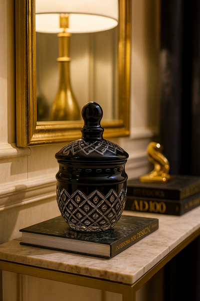 {{ vendor }} Noctura Obsidian Keepsake Jar — handcrafted luxury glassware