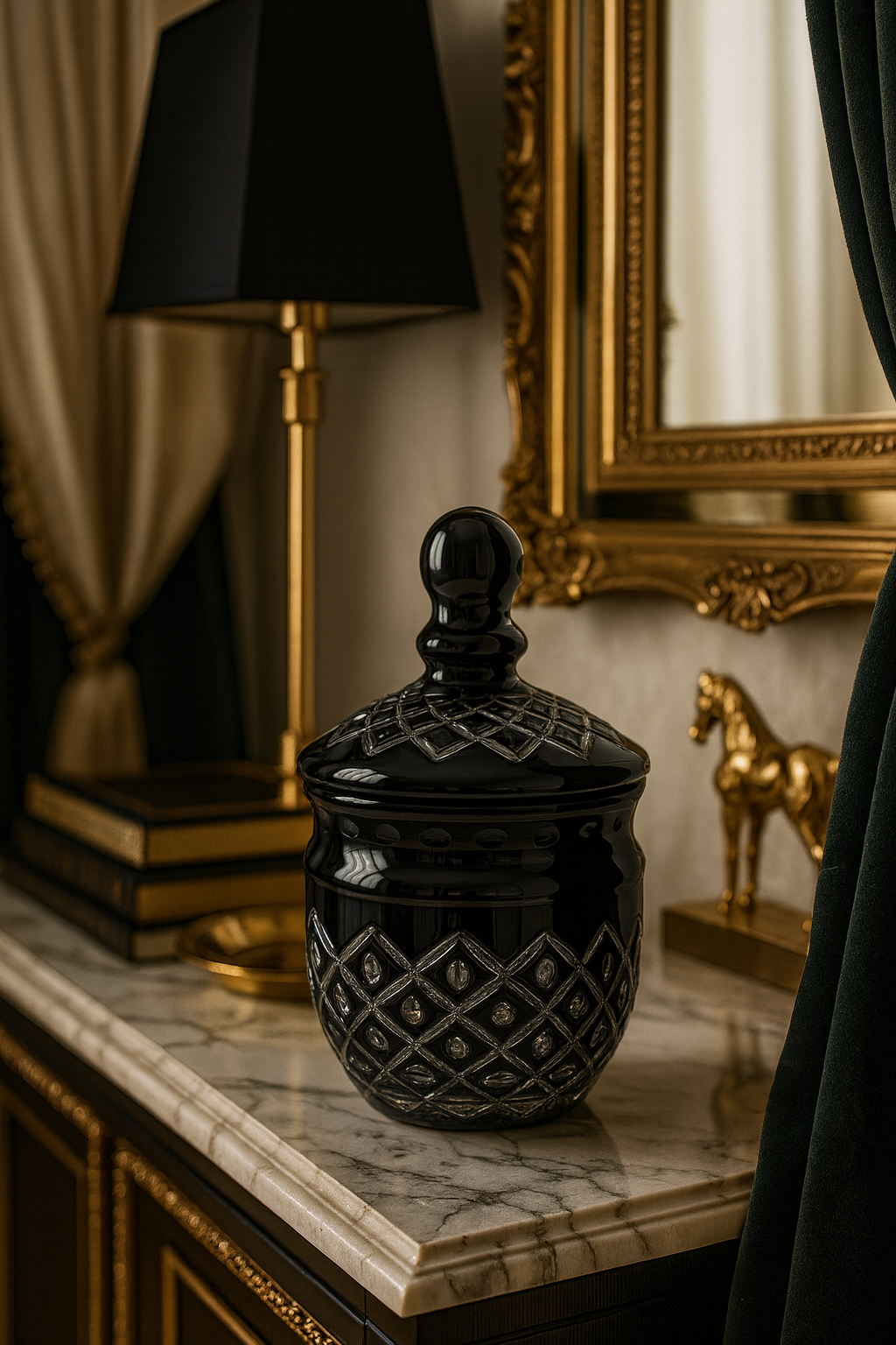 {{ vendor }} Noctura Obsidian Keepsake Jar — handcrafted luxury glassware