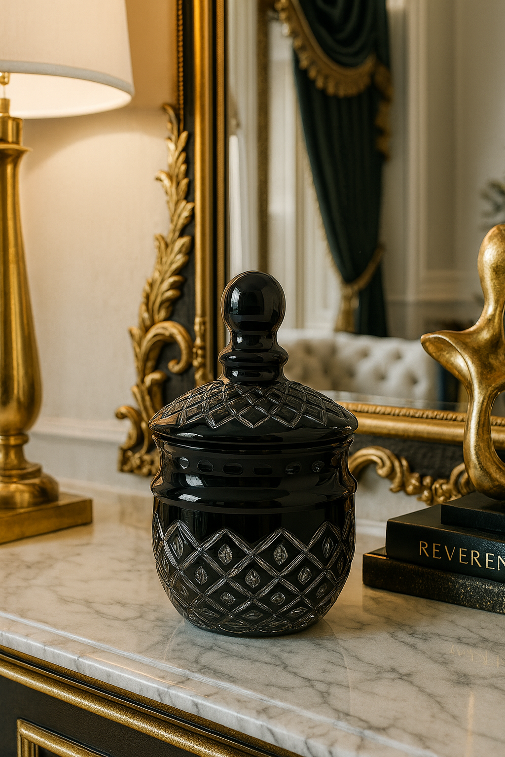 {{ vendor }} Noctura Obsidian Keepsake Jar — handcrafted luxury glassware