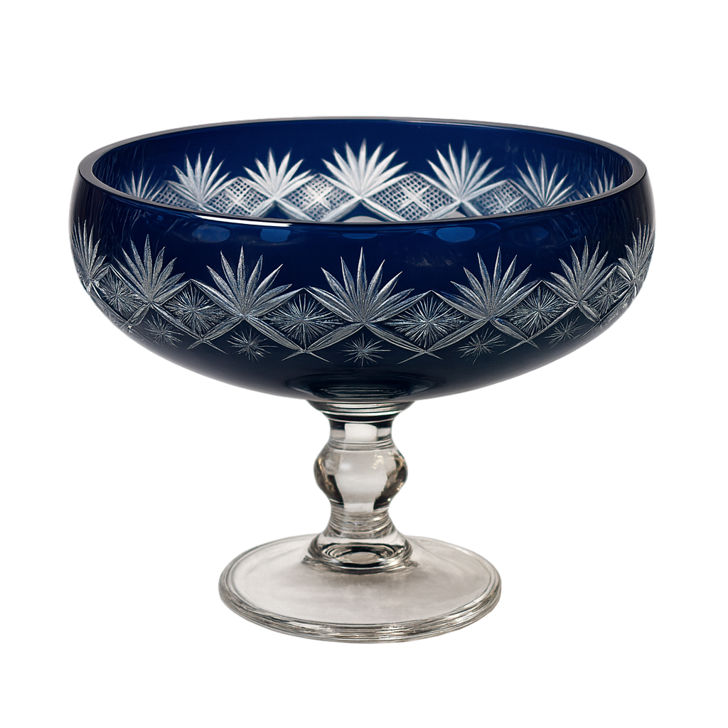 {{ vendor }} Coronet Pedestal Bowl (Midnight Sapphire) — handcrafted luxury glassware