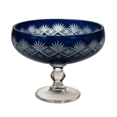 {{ vendor }} Coronet Pedestal Bowl (Midnight Sapphire) — handcrafted luxury glassware