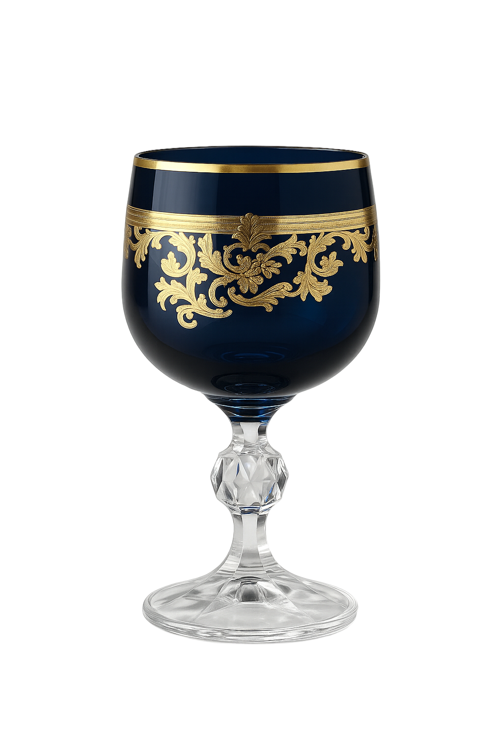 {{ vendor }} Roccaré Cordial Goblet (Midnight Sapphire) — handcrafted luxury glassware
