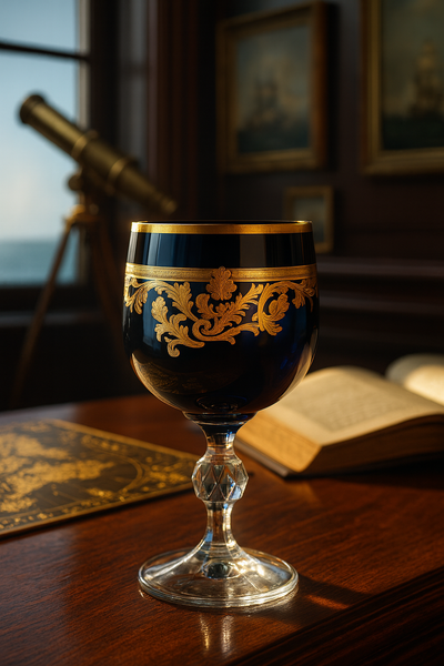 {{ vendor }} Roccaré Cordial Goblet (Midnight Sapphire) — handcrafted luxury glassware