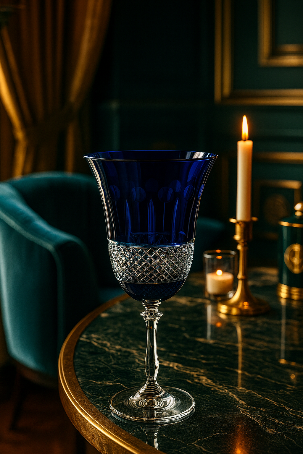 {{ vendor }} Radiara Goblet (Midnight Sapphire) — handcrafted luxury glassware