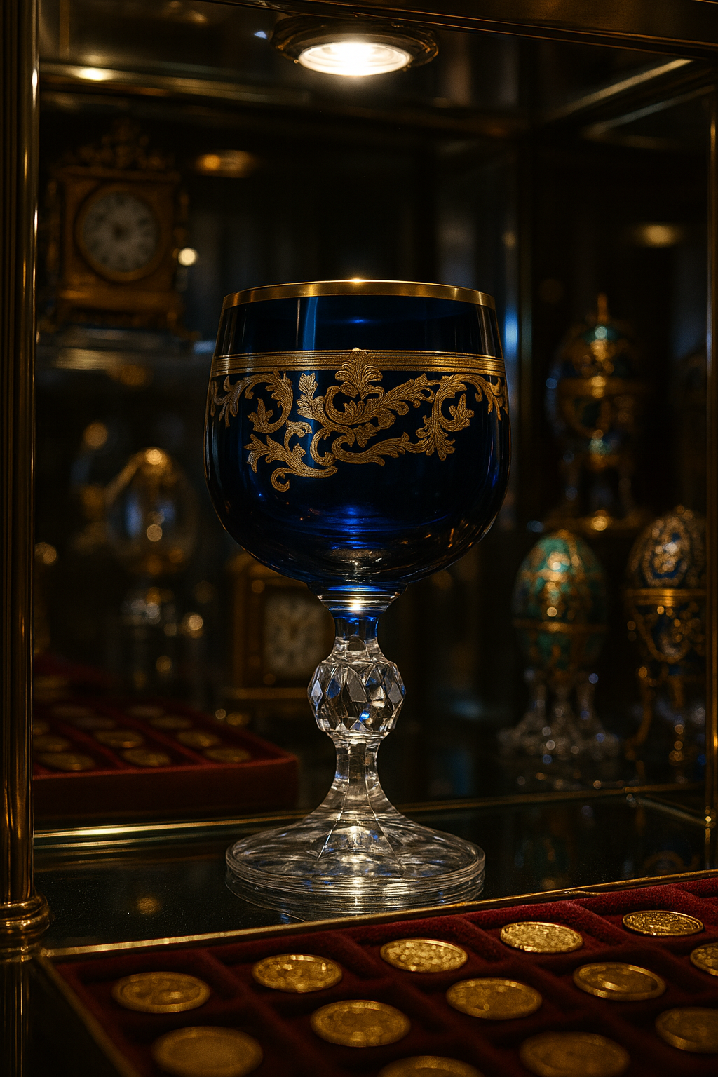 {{ vendor }} Roccaré Cordial Goblet (Midnight Sapphire) — handcrafted luxury glassware