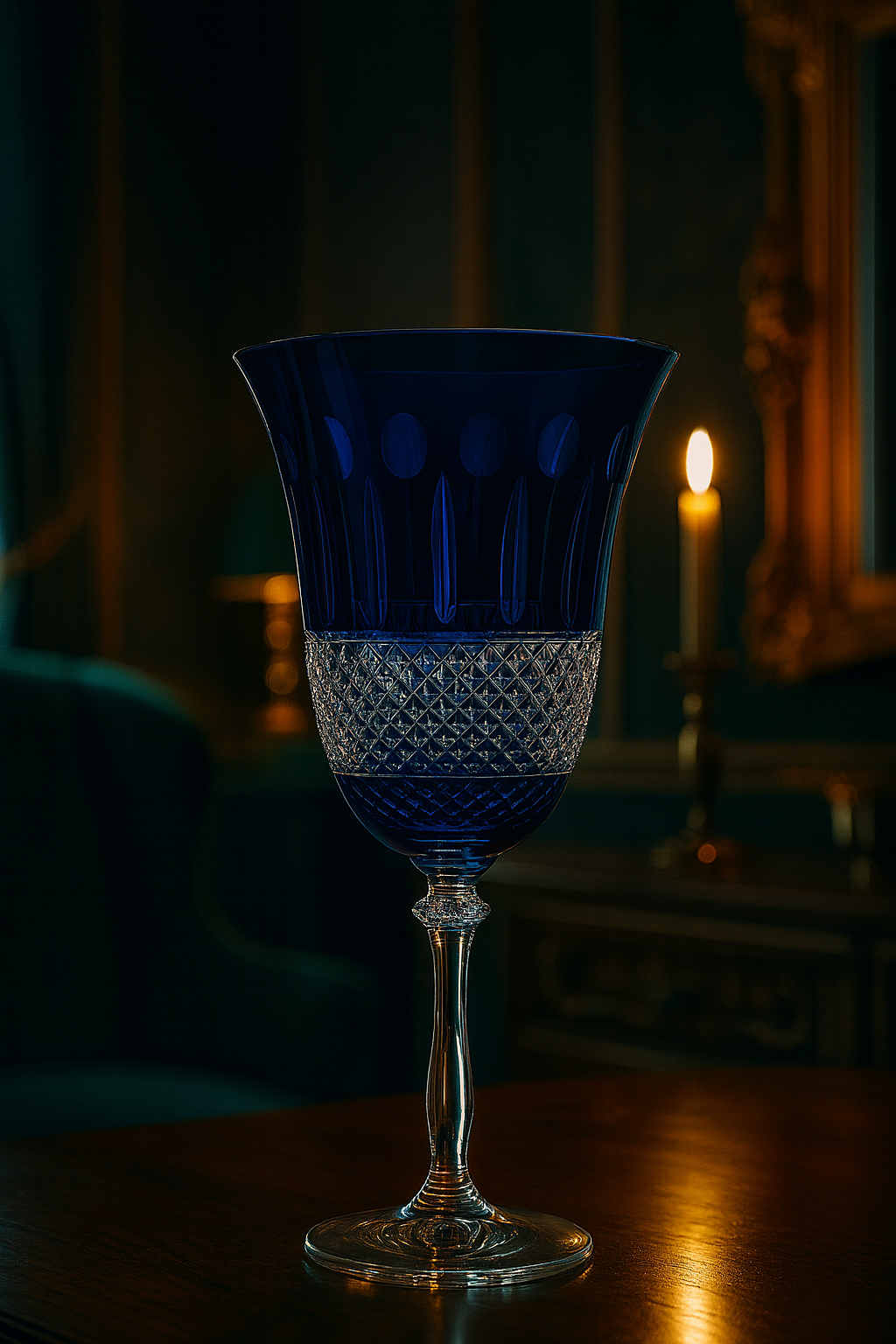 {{ vendor }} Radiara Goblet (Midnight Sapphire) — handcrafted luxury glassware