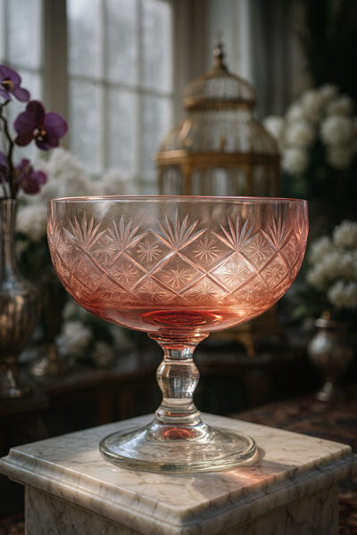 {{ vendor }} Coronet Pedestal Bowl (Orchid Rosé) — handcrafted luxury glassware
