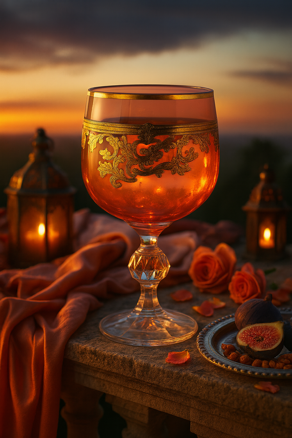 {{ vendor }} Roccaré Cordial Goblet (Orchid Rosé) — handcrafted luxury glassware