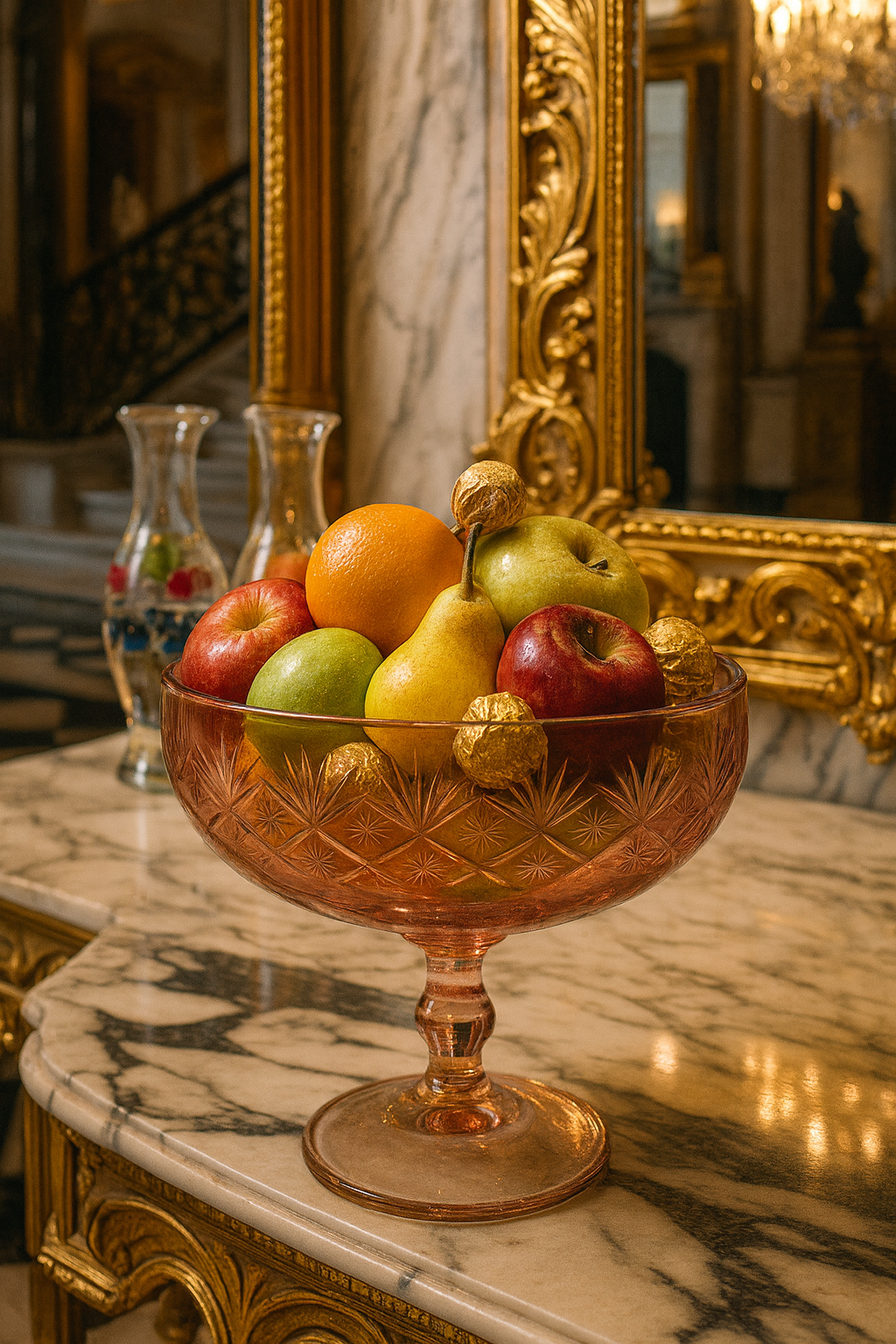 {{ vendor }} Coronet Pedestal Bowl (Orchid Rosé) — handcrafted luxury glassware