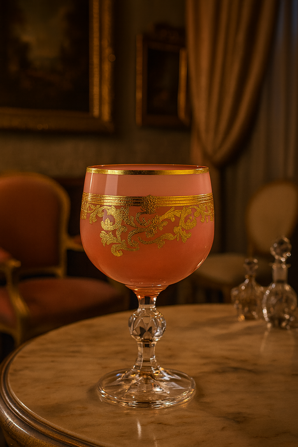 {{ vendor }} Roccaré Cordial Goblet (Orchid Rosé) — handcrafted luxury glassware