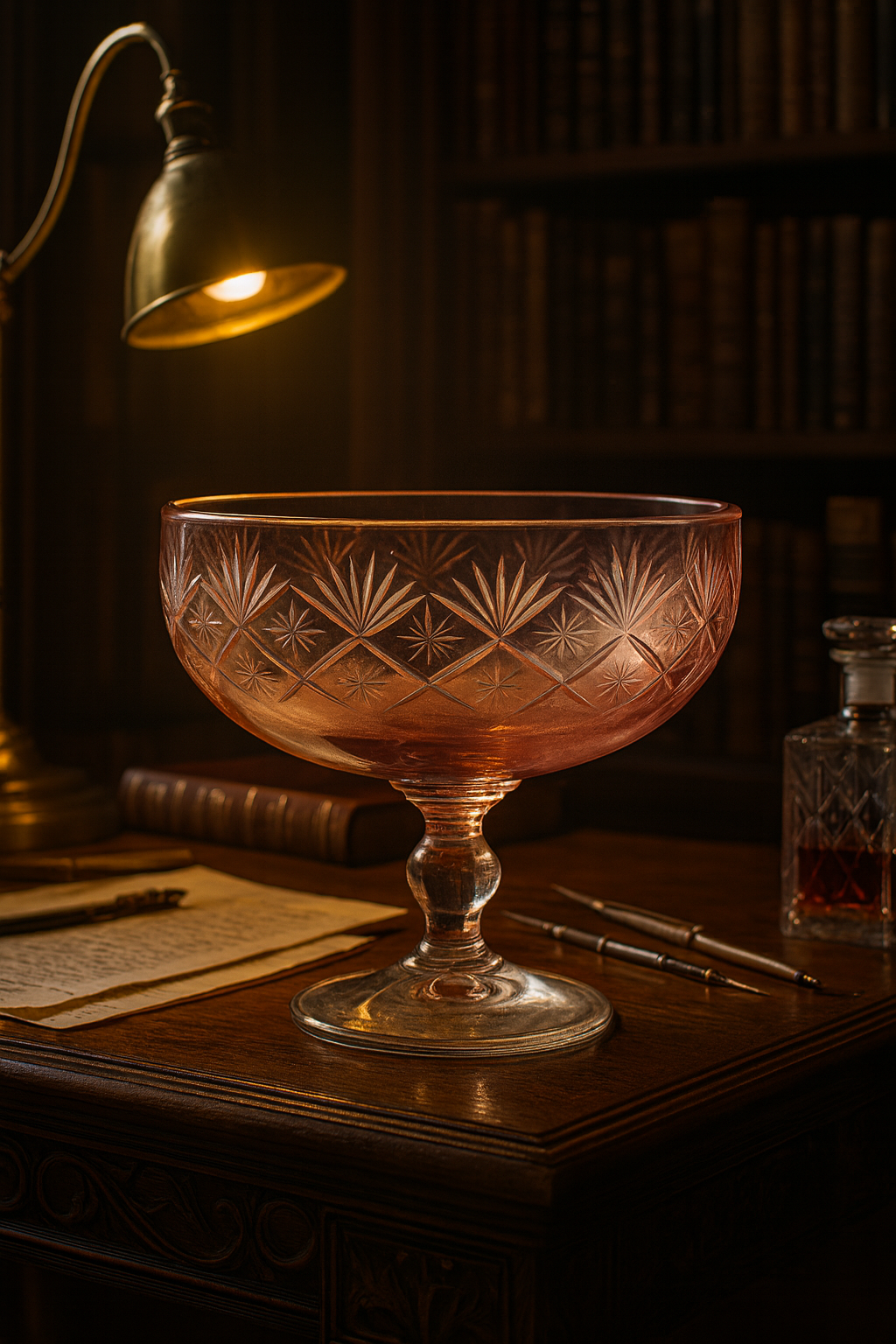 {{ vendor }} Coronet Pedestal Bowl (Orchid Rosé) — handcrafted luxury glassware
