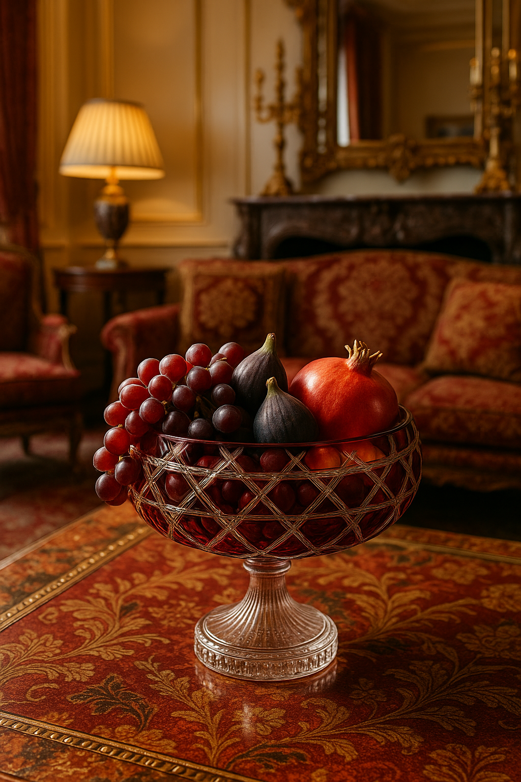 {{ vendor }} Verdura Pedestal Bowl (Crimson Red) — handcrafted luxury glassware