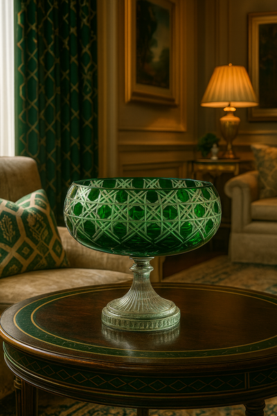 {{ vendor }} Verdura Pedestal Bowl (Sylvan Emerald) — handcrafted luxury glassware