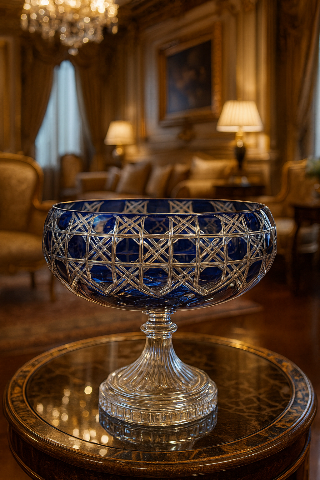 {{ vendor }} Verdura Pedestal Bowl (Midnight Sapphire) — handcrafted luxury glassware