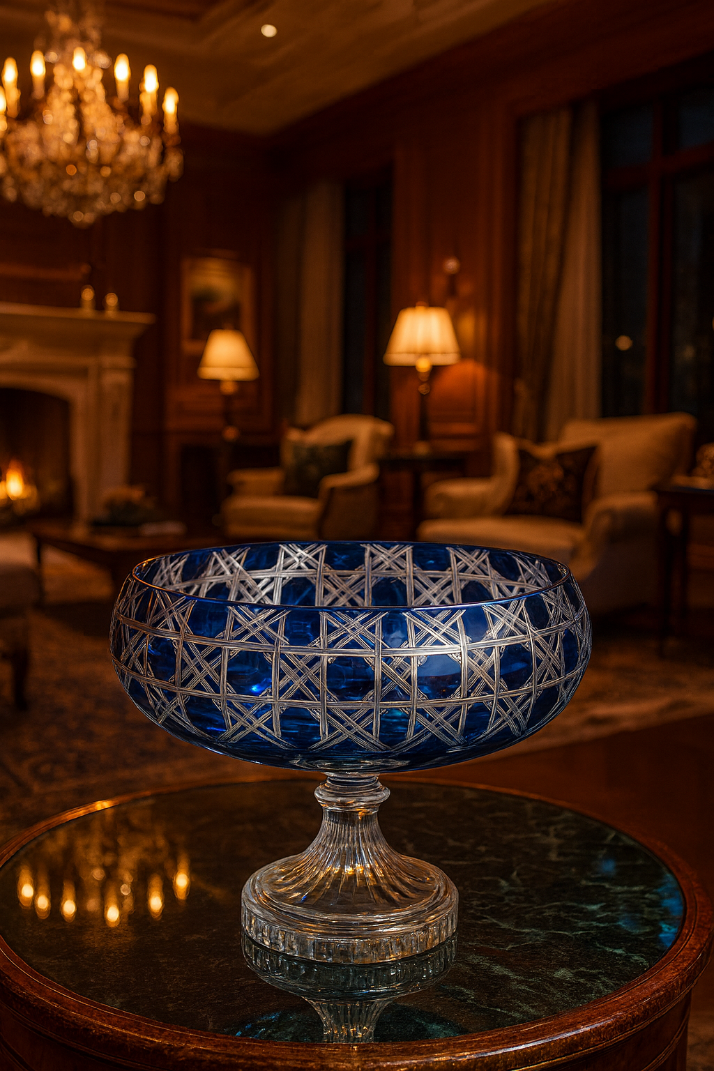 {{ vendor }} Verdura Pedestal Bowl (Midnight Sapphire) — handcrafted luxury glassware