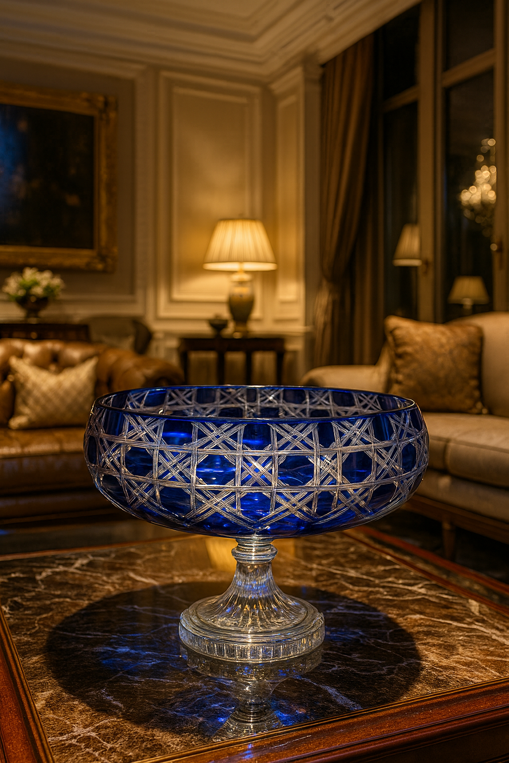{{ vendor }} Verdura Pedestal Bowl (Midnight Sapphire) — handcrafted luxury glassware