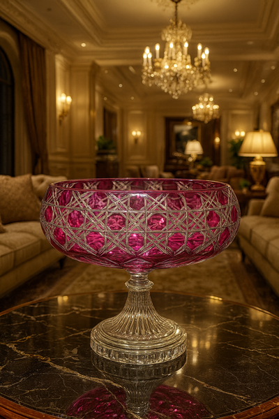 {{ vendor }} Verdura Pedestal Bowl (Orchid Rosé) — handcrafted luxury glassware