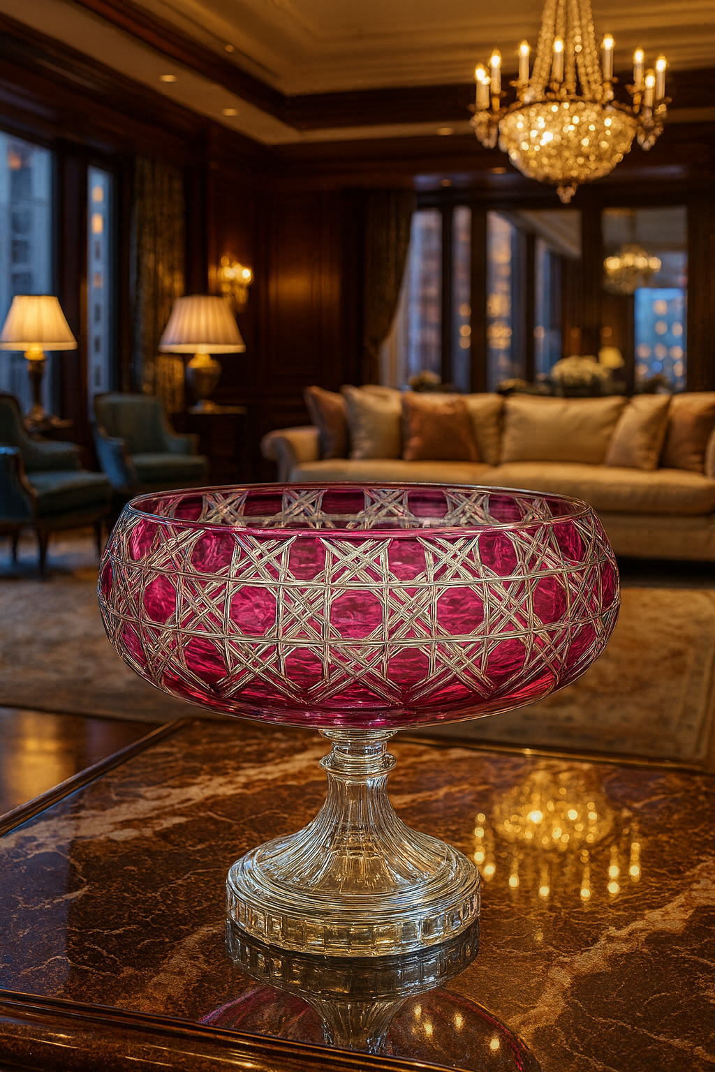 {{ vendor }} Verdura Pedestal Bowl (Orchid Rosé) — handcrafted luxury glassware