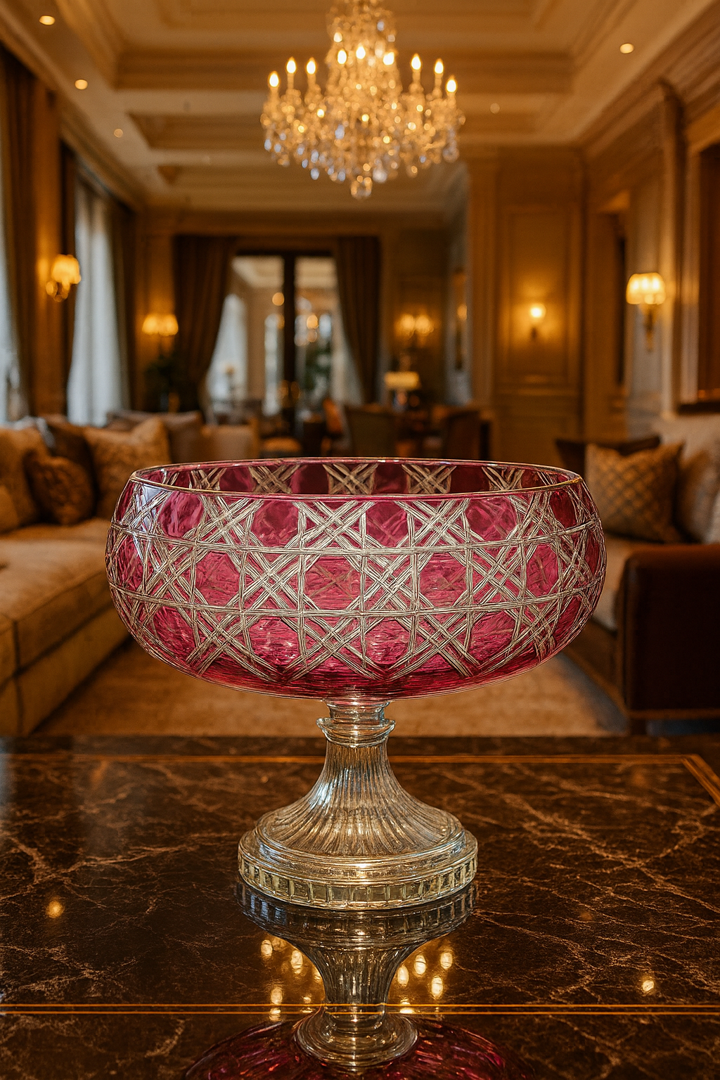 {{ vendor }} Verdura Pedestal Bowl (Orchid Rosé) — handcrafted luxury glassware