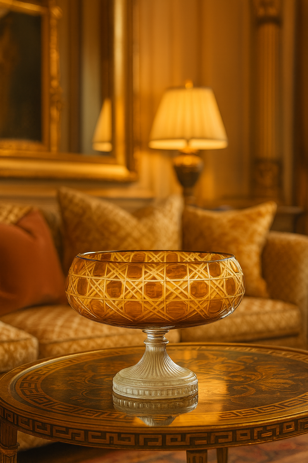 {{ vendor }} Verdura Pedestal Bowl (Sunlit Amber) — handcrafted luxury glassware